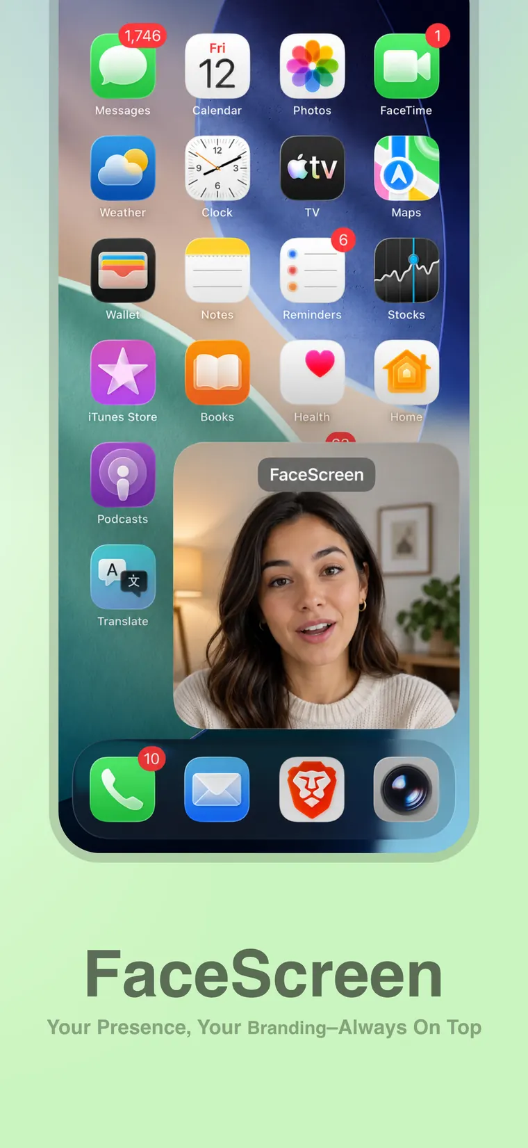 FaceScreen showing a face overlay on iPhone